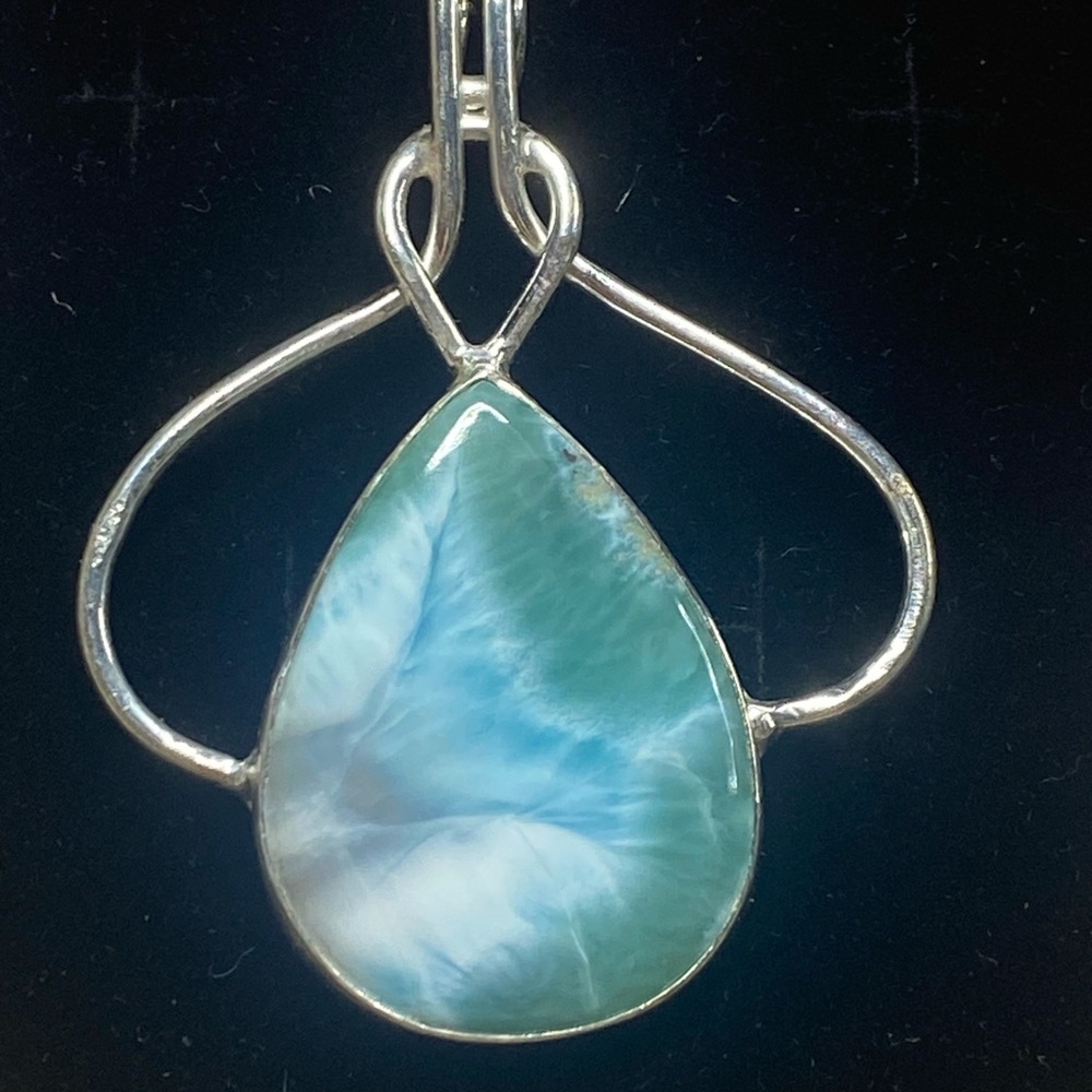 Sterling Silver Larimar Teardrop Necklace